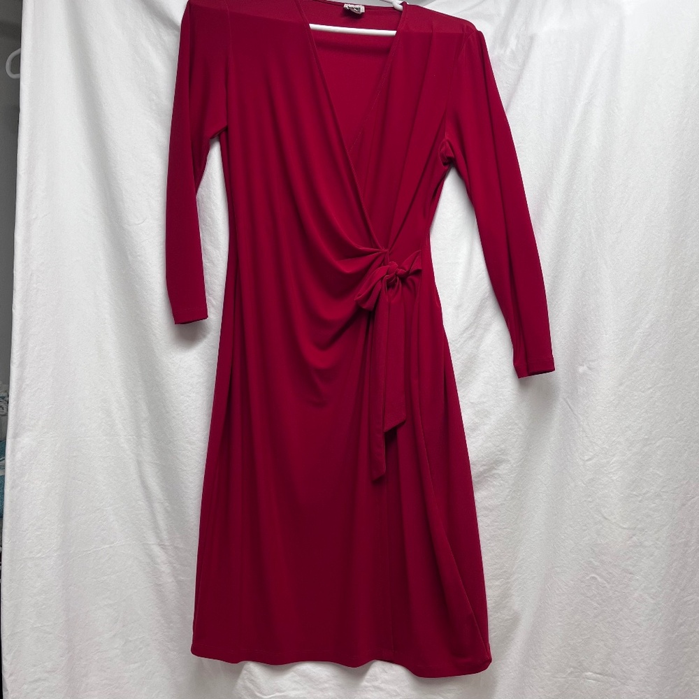 Anne Klein red Faux wrap dress